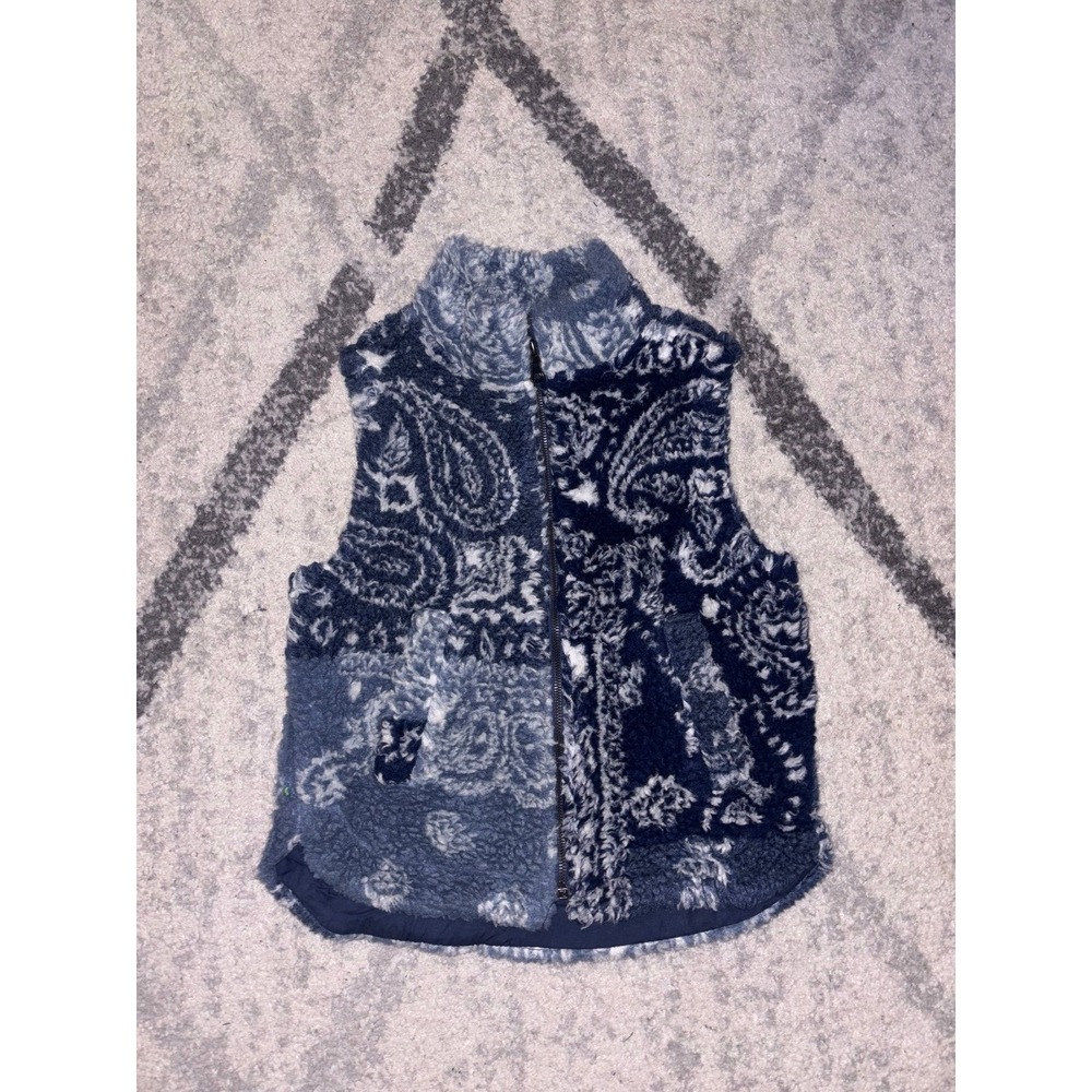 Zara Kids girls Blue Paisley Fleece Vest Size 130 8-9 Years Zip Up